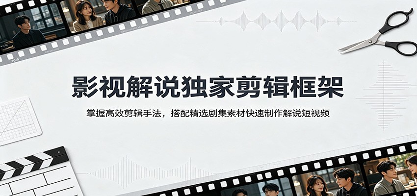 影视解说独家剪辑框架:掌握高效剪辑手法,搭配精选剧集素材快速制作解说短视频-紫橙资源网