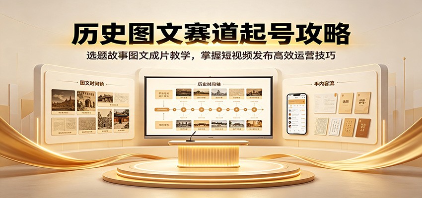 历史图文赛道起号攻略:选题故事图文成片教学,掌握短视频发布高效运营技巧-紫橙资源网
