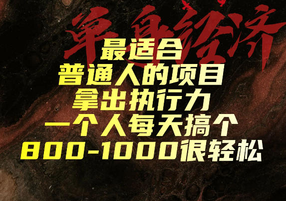 最适合普通人的项目,拿出执行力一个人每天搞个800-1k很轻松-紫橙资源网