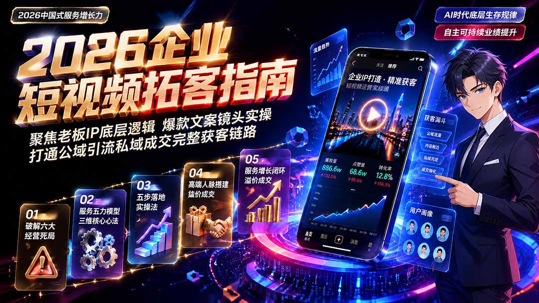 2026AI时代服务增长力实战课-无水印｜五力模型三维心法教学，破解门店客源流失低价内卷实现长效业绩增长-紫橙资源网