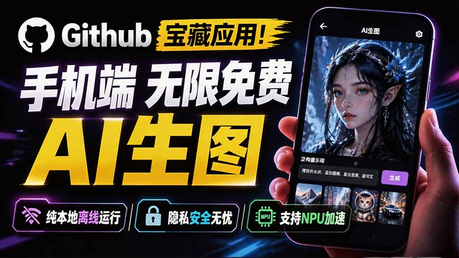 Github宝藏应用!手机端无限免费AI 生图,纯本地离线运行,支持NPU加速 斩获3.1k stars,local-dream-紫橙资源网