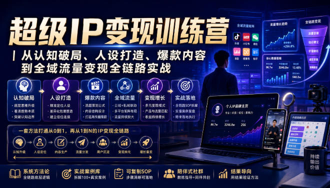 超级IP变现训练营|从认知破局、人设打造、爆款内容到全域流量变现全链路实战-紫橙资源网