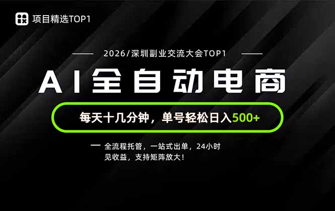 副业精选TOP1,全流程托管,24小时见收益,单号轻松日入500+-紫橙资源网