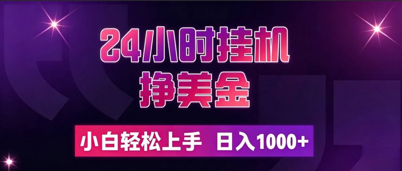 24小时挂机挣美金,简单易操作,小白轻松上手,日入1000+-紫橙资源网