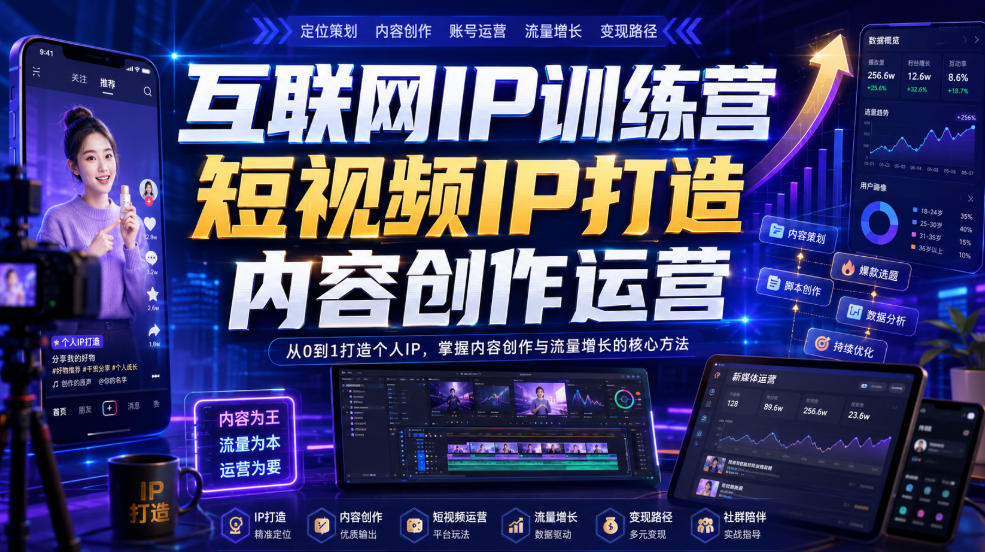 互联网IP训练营,短视频IP打造,内容创作运营-紫橙资源网