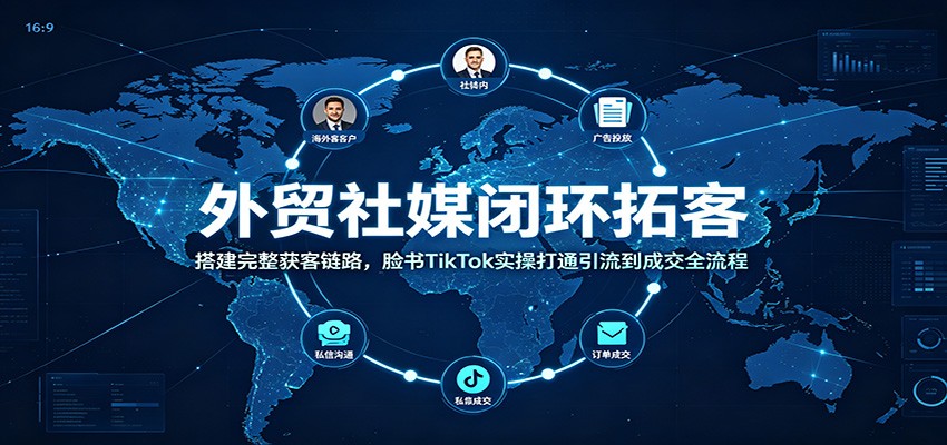 外贸社媒闭环拓客:搭建完整获客链路,脸书TikTok实操打通引流到成交全流程-紫橙资源网