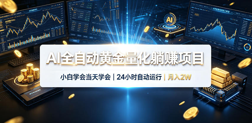 AI全自动黄金量化躺賺项目,24小时自动运行,月入2W!-紫橙资源网