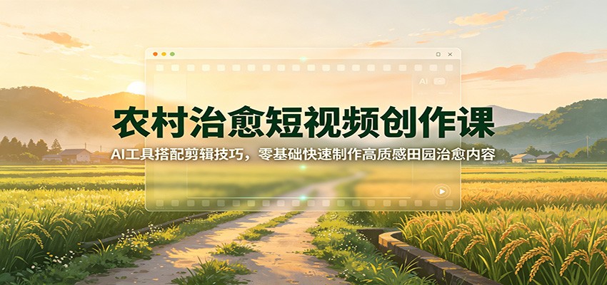 农村治愈短视频创作课:AI工具搭配剪辑技巧,零基础快速制作高质感田园治愈内容-紫橙资源网