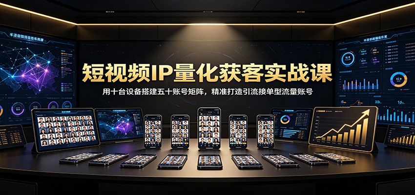 短视频IP量化获客实战课:用十台设备搭建五十账号矩阵,精准打造引流接单型流量账号-紫橙资源网