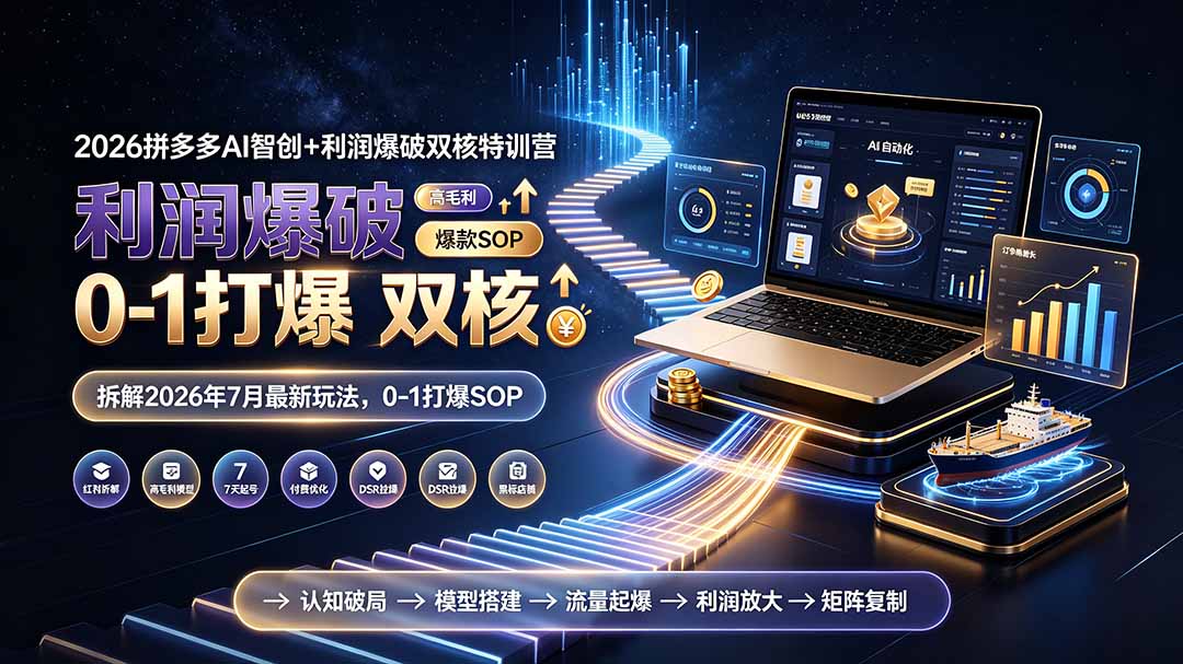 2026拼多多AI智创+利润爆破双核特训营-更新:拆解2026年7月最新玩法,0-1打爆SOP-紫橙资源网