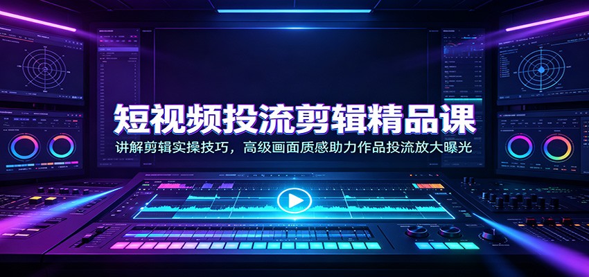 短视频投流剪辑精品课:讲解剪辑实操技巧,高级画面质感助力作品投流放大曝光-紫橙资源网