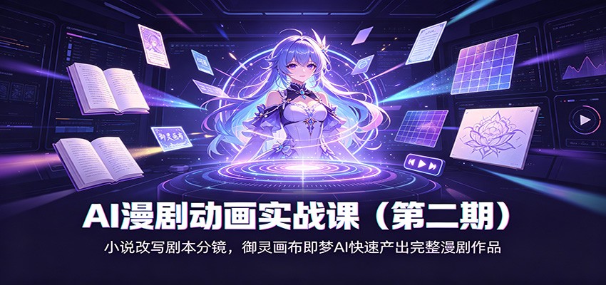 AI漫剧动画实战课(第二期):小说改写剧本分镜,御灵画布即梦AI快速产出完整漫剧作品-紫橙资源网