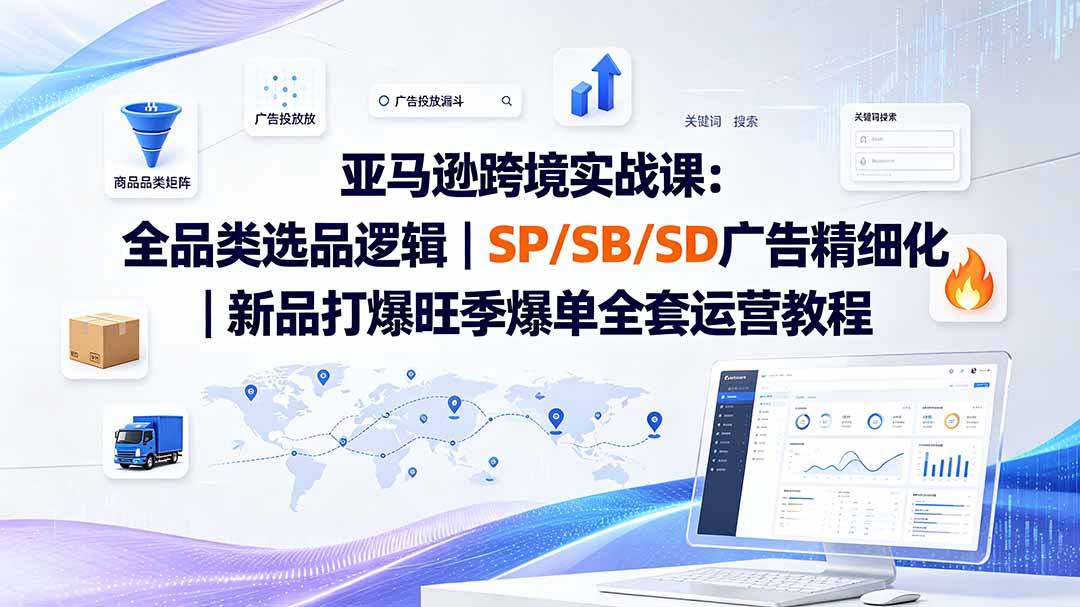 亚马逊跨境实战课-更新:全品类选品逻辑|SP/SB/SD广告精细化|新品打爆旺季爆单全套运营教程-紫橙资源网
