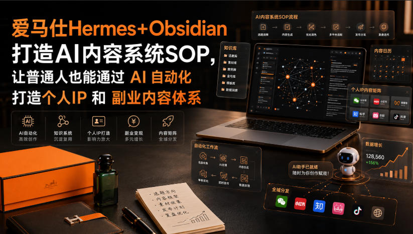 爱马仕Hermes+Obsidian打造AI内容系统SOP,让普通人也能通过 AI 自动化打造个人IP 和 副业内容体系-紫橙资源网