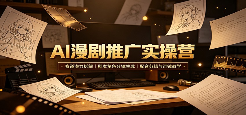 AI漫剧推广实操营:赛道潜力拆解,剧本角色分镜生成,配音剪辑与运镜教学-紫橙资源网