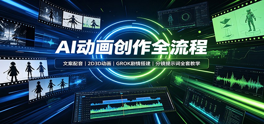 AI动画创作全流程:文案配音,2D3D动画,GROK剧情搭建,分镜提示词全套教学-紫橙资源网