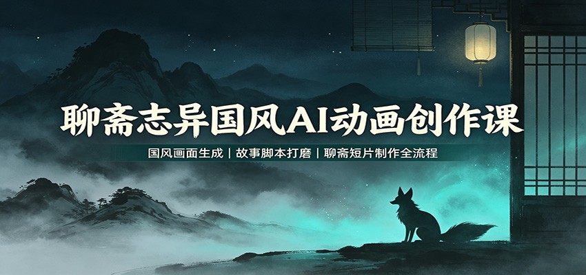聊斋志异国风AI动画创作课:国风画面生成,故事脚本打磨,聊斋短片制作全流程-紫橙资源网