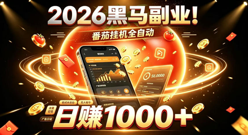 2026黑马副业!番茄挂G全自动日入1000+,操作最简单、门槛最低的线上轻资产项目-紫橙资源网