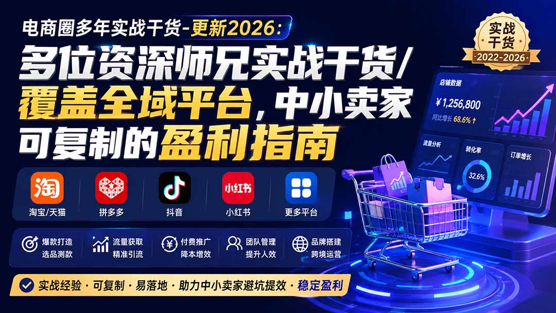 电商圈多年实战干货-更新2026:多位资深师兄实战干货/覆盖全域平台,中小卖家可复制的盈利指南-紫橙资源网