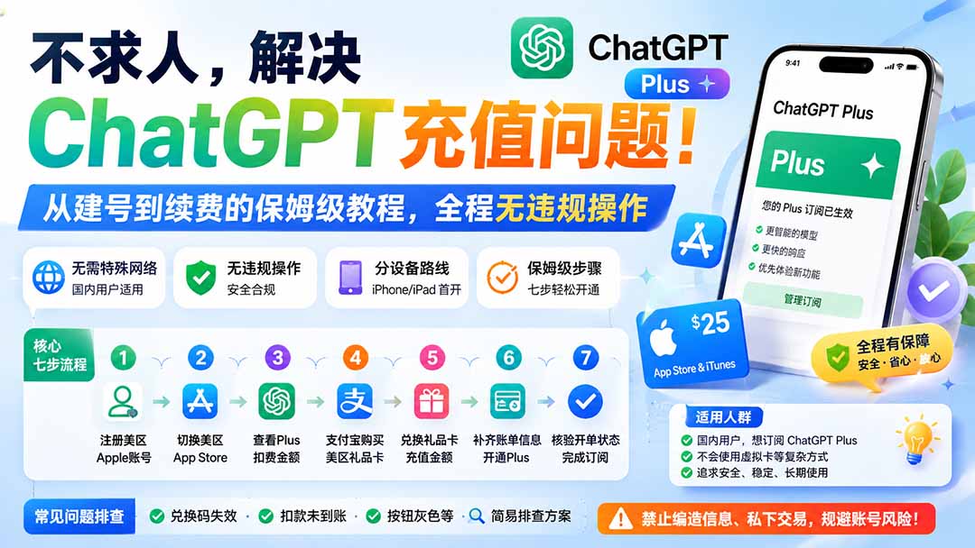 不求人,解决ChatGPT充值问题!从建号到续费的保姆级教程,全程无违规操作-紫橙资源网