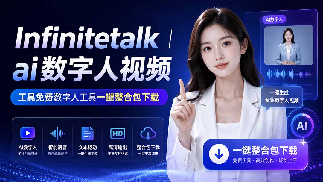 Infinitetalk丨ai数字人视频-工具免费数字人工具一键整合包下载-紫橙资源网