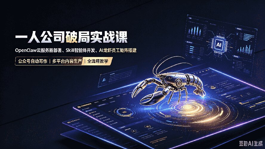 一人公司破局实战课|OpenClaw云服务器部署、Skill智能体开发、AI龙虾员工矩阵搭建,公众号自动写作与多平台内容...-紫橙资源网