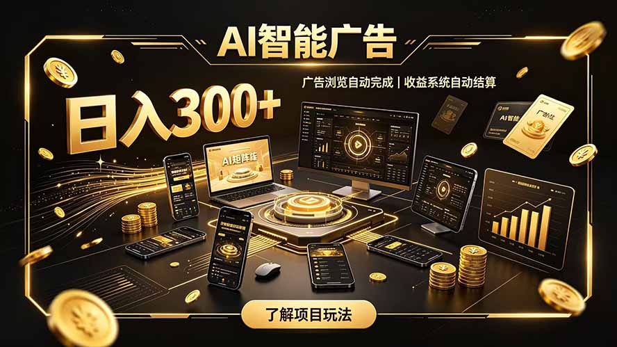 自研 AI 系统|轻资产起步|长期稳定收益|宝妈 上班族轻轻松松日入300+-紫橙资源网