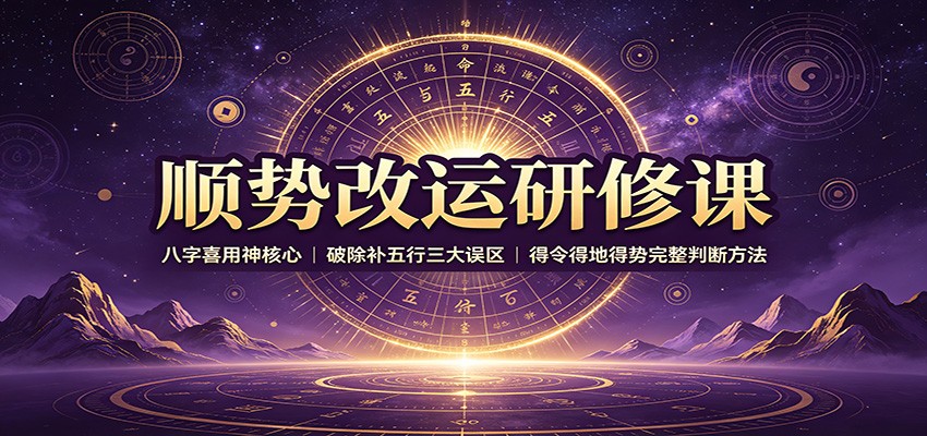 顺势改运研修课：八字喜用神核心，破除补五行三大误区，得令得地得势完整判断方法-紫橙资源网
