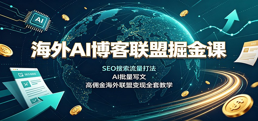 海外AI博客联盟掘金课：SEO搜索流量打法，AI批量写文，高佣金海外联盟变现全套教学-紫橙资源网