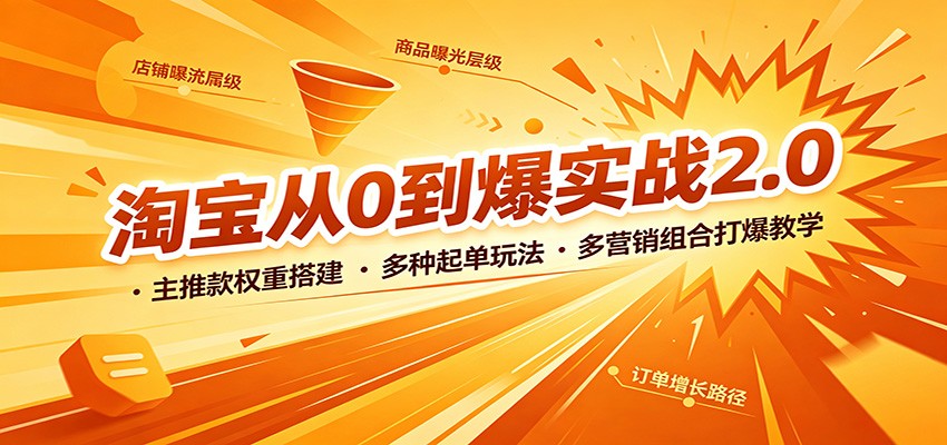 淘宝从0到爆实战2.0：主推款权重搭建，多种起单玩法，多营销组合打爆教学-紫橙资源网
