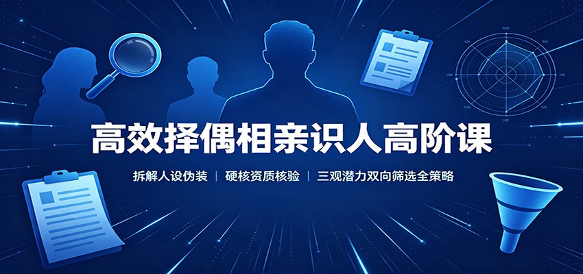 高效择偶相亲识人高阶课：拆解人设伪装，硬核资质核验，三观潜力双向筛选全策略-紫橙资源网