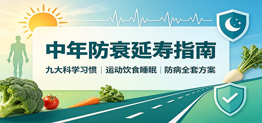中年防衰延寿指南：九大科学习惯，运动饮食睡眠防病全套方案-紫橙资源网