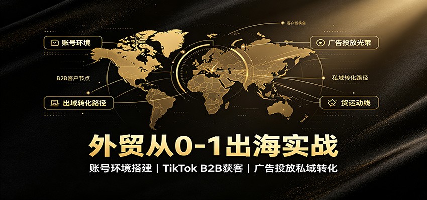 外贸从0-1出海实战:账号环境搭建,TikTok B2B获客,广告投放私域转化-紫橙资源网
