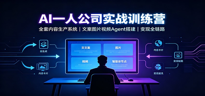 AI创作一人公司实战训练营：全套内容生产系统，文案图片视频Agent搭建变现全链路-紫橙资源网