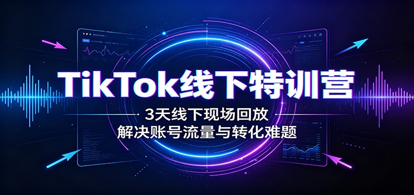 TikTok线下特训营：3天线下现场回放，解决账号流量与转化难题-紫橙资源网