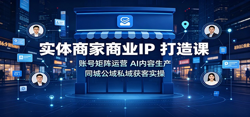 实体商家商业IP打造课:账号矩阵运营,AI内容生产,同城公域私域获客实操-紫橙资源网