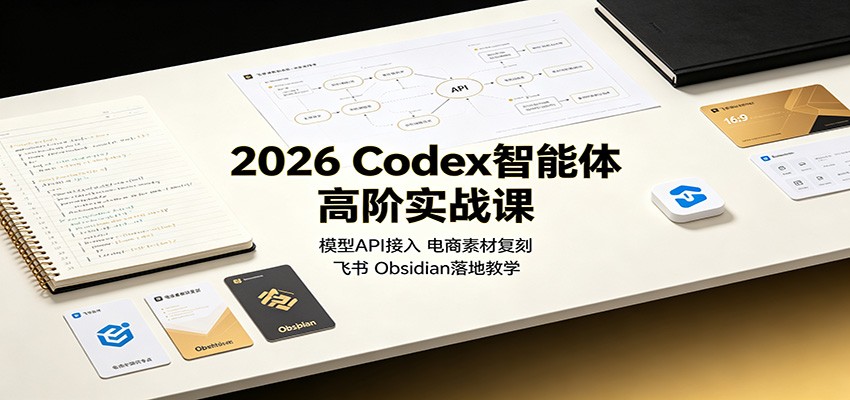 2026 Codex智能体高阶实战课：模型API接入，电商素材复刻，飞书Obsidian落地教学-紫橙资源网