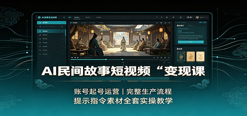 AI民间故事短视频变现课：账号起号运营，完整生产流程，提示指令素材全套实操教学-紫橙资源网
