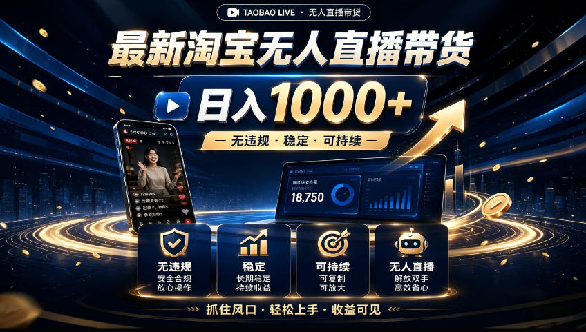 2026淘宝无人直播15.0,独家新技术,不用露脸、不用熬夜,自动直播自动出单,25小时卖17W-紫橙资源网