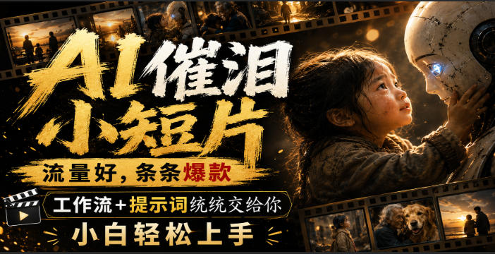 AI催泪小短片，流量好，条条爆款，工作流+提示词统统交给你，小白轻松上手-紫橙资源网