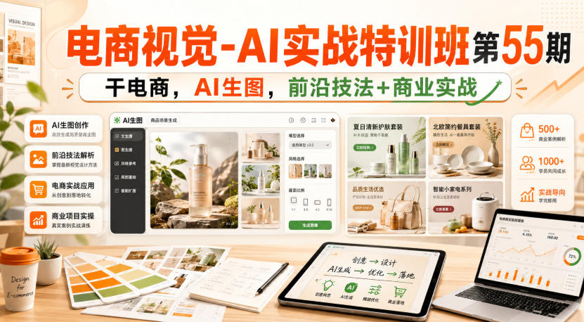 电商视觉-AI实战特训班第55期，干电商，AI生图，前沿技法+商业实战-紫橙资源网