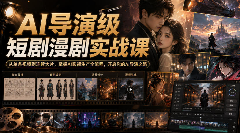 AI导演级短剧漫剧实战课，从单条视频到连续大片，掌握AI影视生产全流程，开启你的AI导演之路!-紫橙资源网