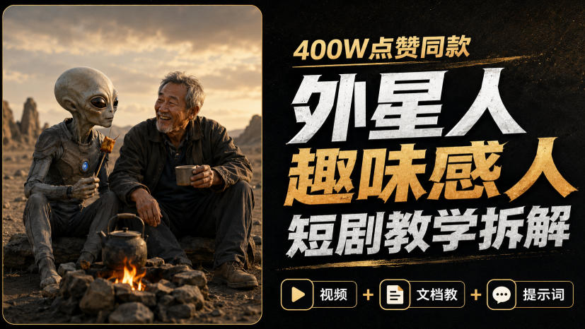 400W点赞同款外星人趣味感人短剧教学拆解，视频+文档教+提示词-紫橙资源网