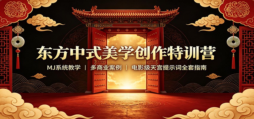 东方中式美学创作特训营：MJ系统教学，多商业案例，电影级天宫提示词全套指南-紫橙资源网