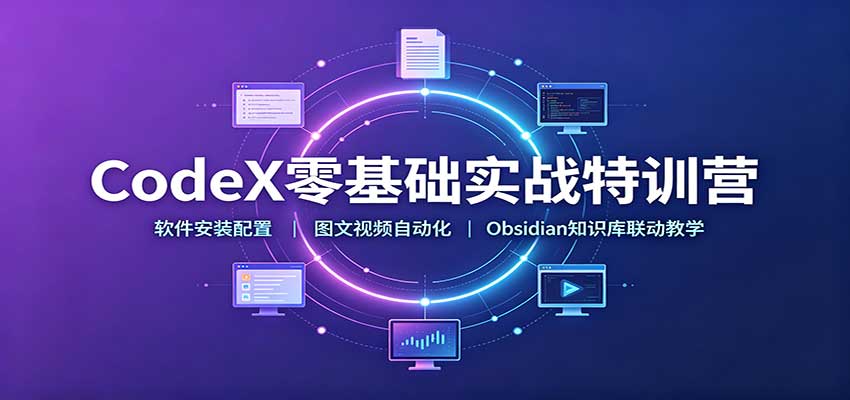 CodeX零基础实战特训营:软件安装配置,图文视频自动化,Obsidian知识库联动教学-紫橙资源网
