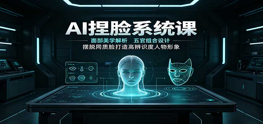 AI捏脸系统课：面部美学解析，五官组合设计，摆脱同质脸打造高辨识度人物形象-紫橙资源网