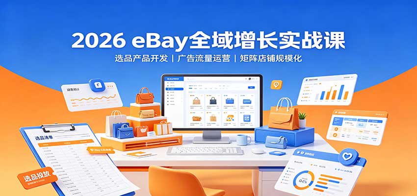 2026 eBay全域增长实战课：选品产品开发，广告流量运营，矩阵店铺规模化-紫橙资源网