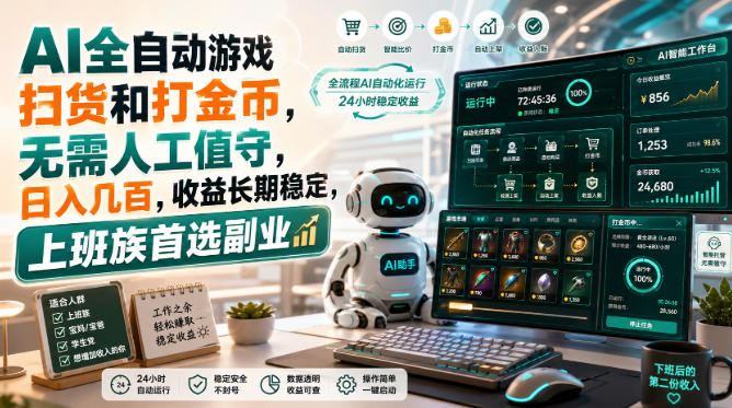 AI全自动游戏扫货和打金币，日入几百，无需人工值守！-紫橙资源网