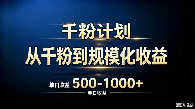 抖音千粉账号计划，从千粉到规模化收益 500-1000+单日收益-紫橙资源网