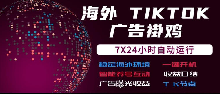 海外TikTok挂G流量变现,7X24自动运行,广告曝光收益,收益日结-紫橙资源网